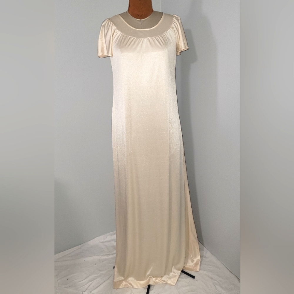 Vintage full-length light salmon color gown  Sz S Tall